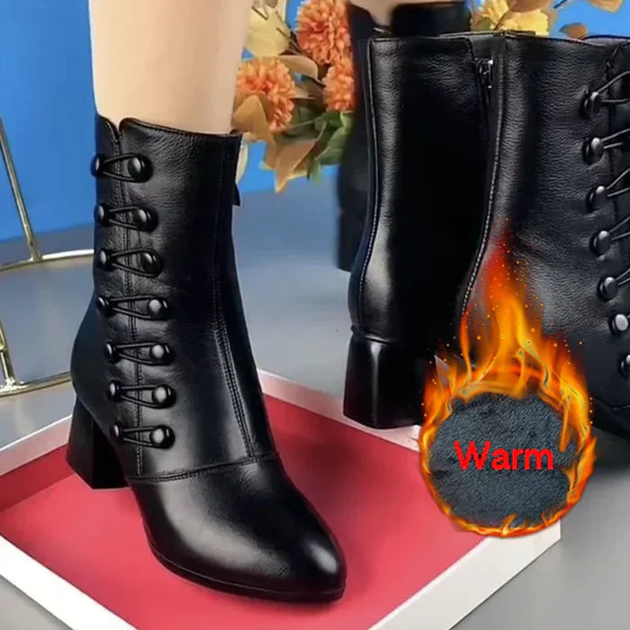 Ultra-bequeme Lederstiefeletten mit seitlichem Reissverschluss